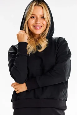 Bluza dresowa z kieszenią kangurek - czarna