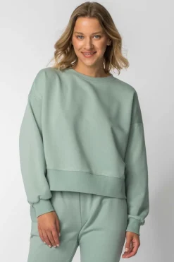 Bluza dresowa ze ściągaczami - miętowa