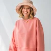 Bluza dresowa ze ściągaczami - koralowa