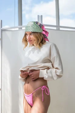 Bluza dresowa ze ściągaczami - waniliowa
