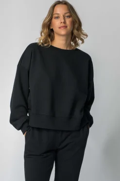 Bluza dresowa ze ściągaczami - czarna