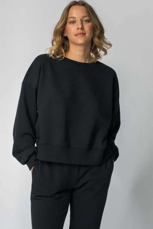 Bluza dresowa ze ściągaczami - czarna