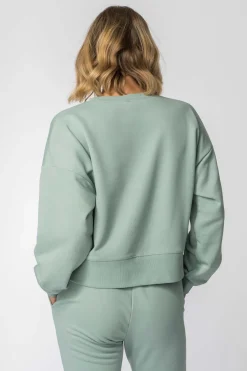 Bluza dresowa ze ściągaczami - miętowa