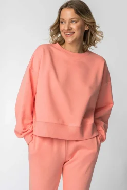 Bluza dresowa ze ściągaczami - koralowa