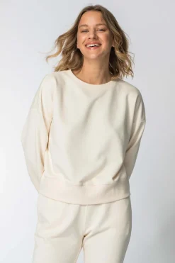 Bluza dresowa ze ściągaczami - waniliowa