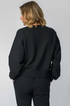 Bluza dresowa ze ściągaczami - czarna