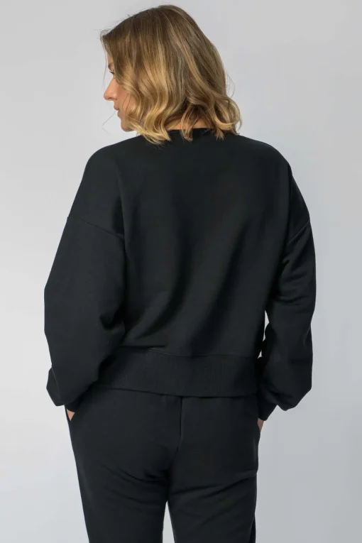 Bluza dresowa ze ściągaczami - czarna