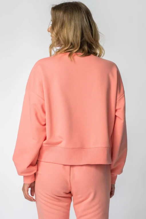 Bluza dresowa ze ściągaczami - koralowa
