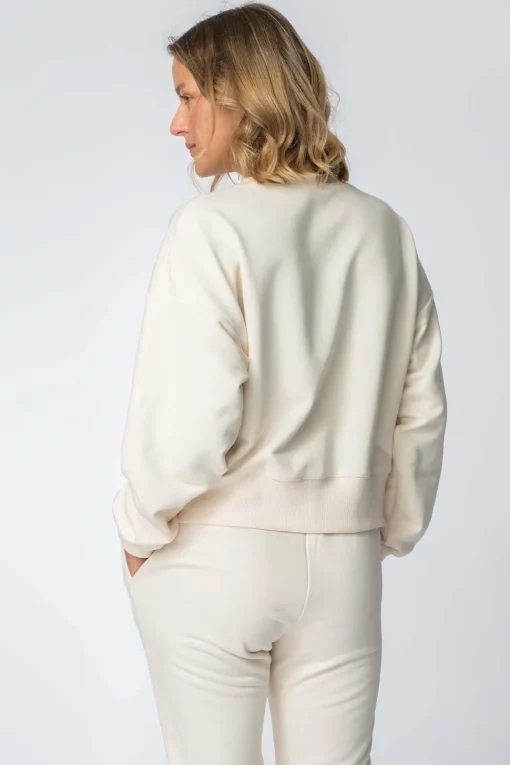 Bluza dresowa ze ściągaczami - waniliowa