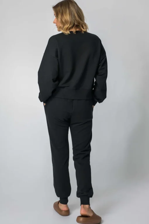 Bluza dresowa ze ściągaczami - czarna