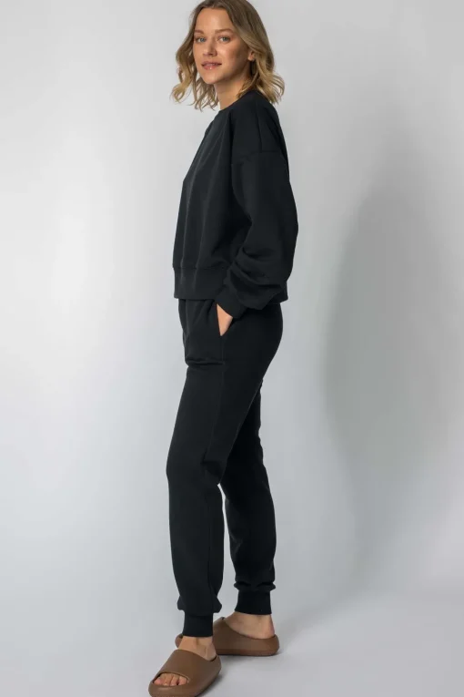 Bluza dresowa ze ściągaczami - czarna