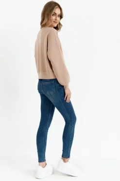 Bluza dresowa ze ściągaczem - mocca