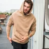 Bluza męska z kapturem i kieszenią kangurek - orzechowa