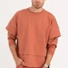 Bluza męska z warstwowymi rękawami - ceglasta
