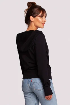 Bluza na zakładkę z kapturem - czarna