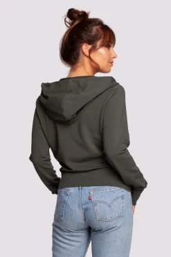 Bluza na zakładkę z kapturem - militarno-zielona