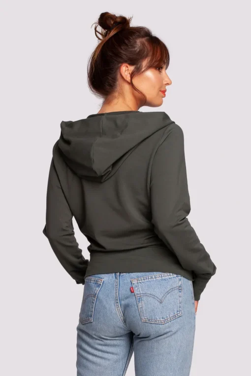 Bluza na zakładkę z kapturem - militarno-zielona