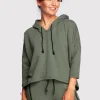 Bluza o luźnym kroju z kapturem - khaki