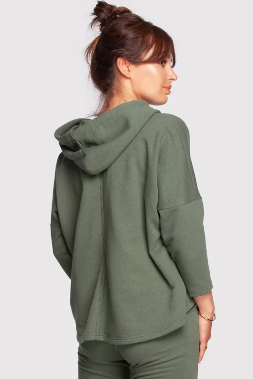 Bluza o luźnym kroju z kapturem - khaki