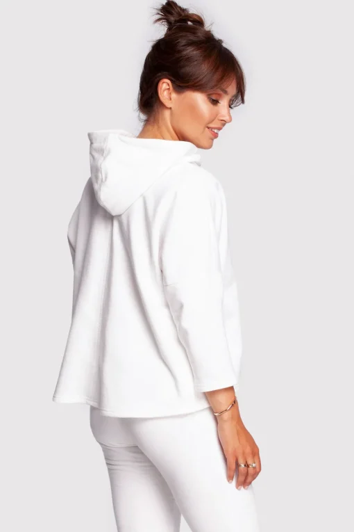Bluza o luźnym kroju z kapturem - ecru