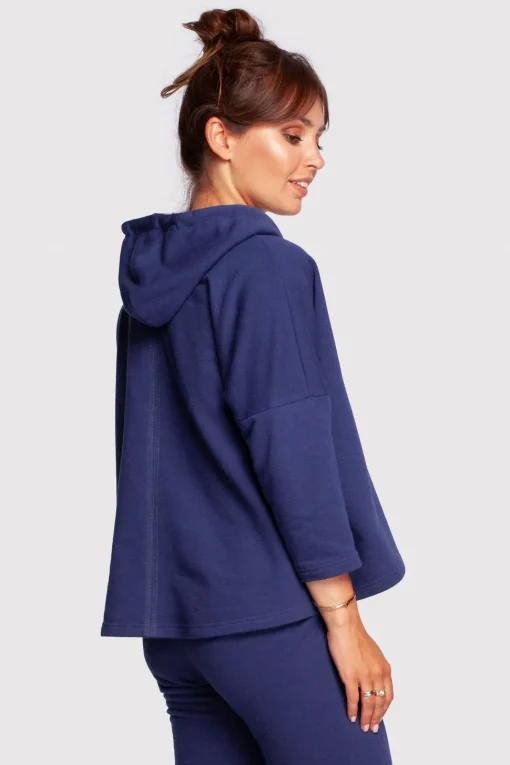 Bluza o luźnym kroju z kapturem - atramentowa