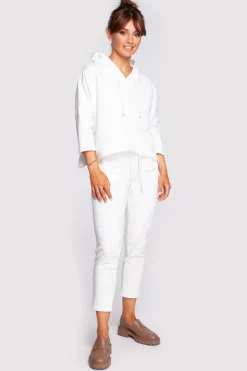 Bluza o luźnym kroju z kapturem - ecru