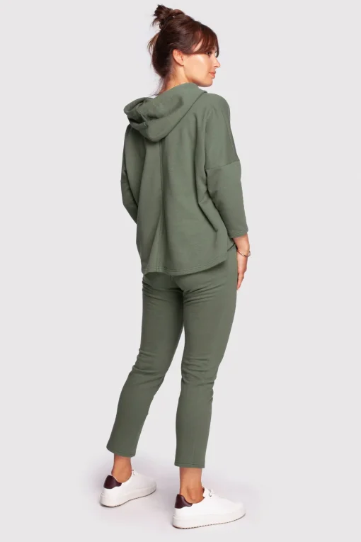 Bluza o luźnym kroju z kapturem - khaki