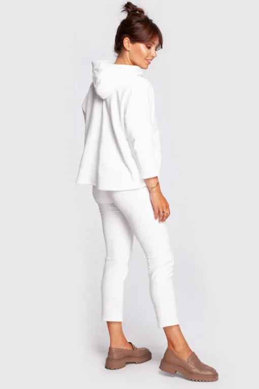 Bluza o luźnym kroju z kapturem - ecru