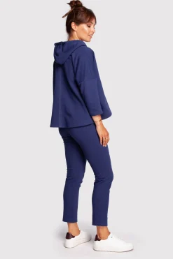 Bluza o luźnym kroju z kapturem - atramentowa