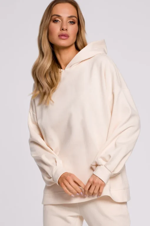 Bluza oversize z kapturem – waniliowa