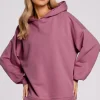 Bluza oversize z kapturem – wrzosowa
