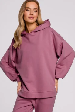 Bluza oversize z kapturem – wrzosowa