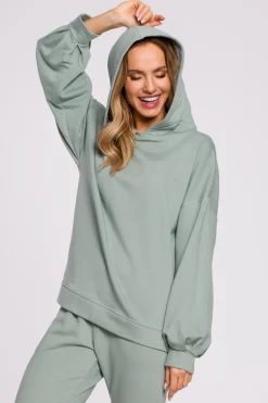 Bluza oversize z kapturem – miętowa