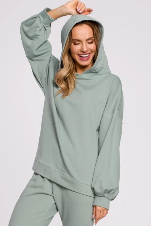 Bluza oversize z kapturem – miętowa