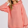 Bluza oversize z kapturem – koralowa