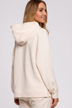 Bluza oversize z kapturem – waniliowa
