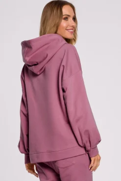 Bluza oversize z kapturem – wrzosowa