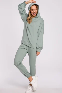 Bluza oversize z kapturem – miętowa