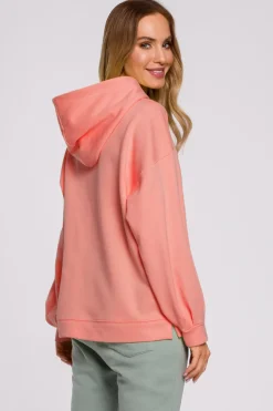 Bluza oversize z kapturem – koralowa