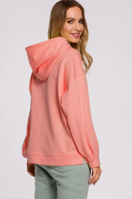 Bluza oversize z kapturem – koralowa