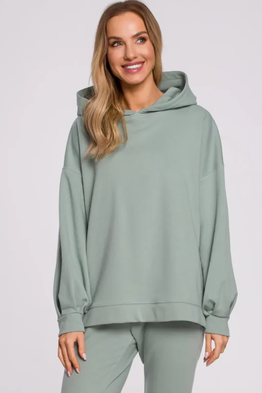 Bluza oversize z kapturem – miętowa