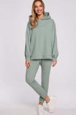 Bluza oversize z kapturem – miętowa