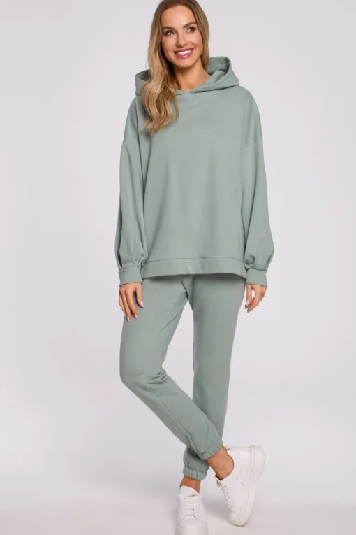 Bluza oversize z kapturem – miętowa