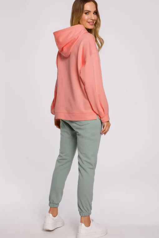 Bluza oversize z kapturem – koralowa