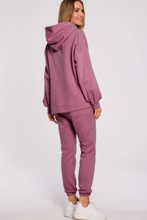 Bluza oversize z kapturem – wrzosowa