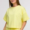 Bluza oversize z krótkimi rękawami - cytrynowa