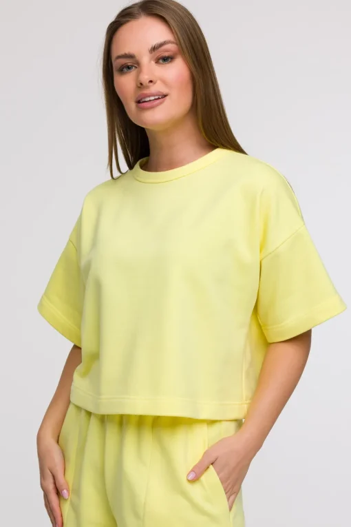 Bluza oversize z krótkimi rękawami - cytrynowa