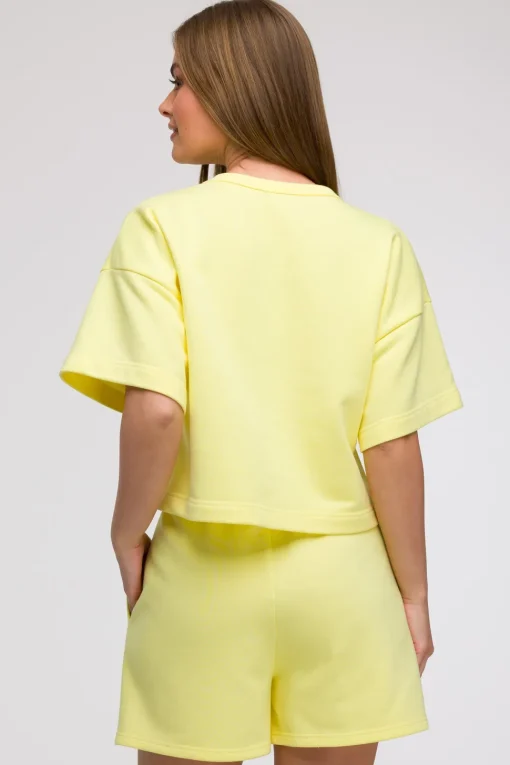 Bluza oversize z krótkimi rękawami - cytrynowa
