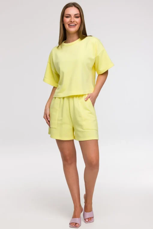 Bluza oversize z krótkimi rękawami - cytrynowa
