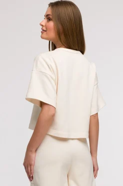 Bluza oversize z krótkimi rękawami - waniliowa